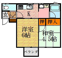 新出アパート 2Kの間取図画像