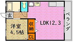 山田ビル 1LDKの間取図画像