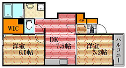 コフレドール1番館 2DKの間取図画像