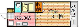 レジデンス山崎 1Kの間取図画像