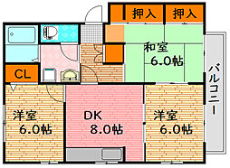 コートビレッジ伴B 3DKの間取図画像