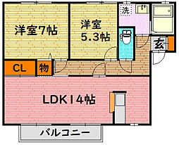 コンフォート高瀬No.2 2LDKの間取図画像