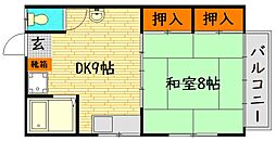 冠荘 1DKの間取図画像