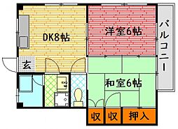 増田ビル 2DKの間取図画像
