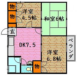 なかしまコートヴィレッヂ 3DKの間取図画像
