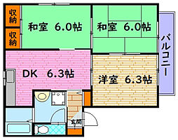 リバーサイド胡A 3DKの間取図画像