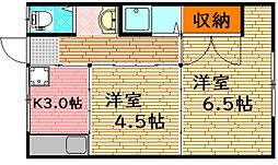 光ハイツ 2Kの間取図画像