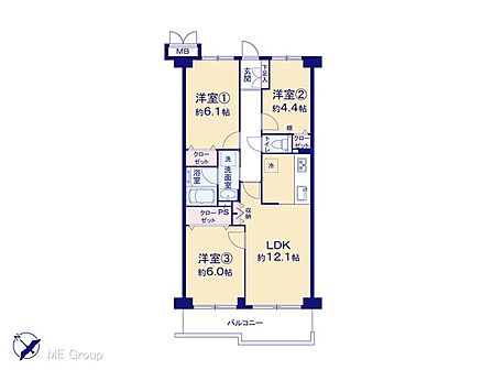 3LDK 間取り