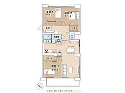 西船橋ハイム3号棟 3LDKの間取図画像