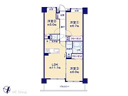 アプレ千葉センターコート 3LDKの間取図画像