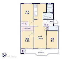検見川ハイツ4号棟 3LDKの間取図画像