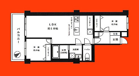 2LDK 間取り