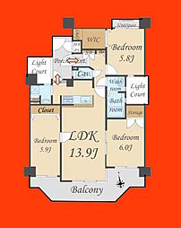 ベルシェ津田沼 3LDKの間取図画像