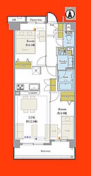 船橋ヒルズ 2LDKの間取図画像