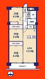 新松戸西パークハウスB 3LDKの間取図画像