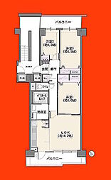 津田沼ハイライズ 3LDKの間取図画像