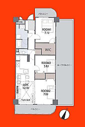 千葉中央フラワーマンション 3LDKの間取図画像