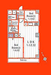 マンション第一馬橋 2LDKの間取図画像