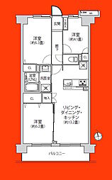 アドリーム原木中山 3LDKの間取図画像