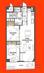 ハッコー稲毛マンション 2LDKの間取図画像