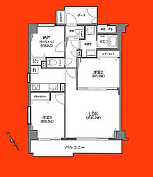 コスモ津田沼ティエラ 2SLDKの間取図画像