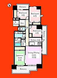 グリーンハイツ八千代2番館 4LDKの間取図画像