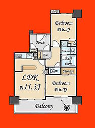 ライオンズガーデン下総中山 2LDKの間取図画像