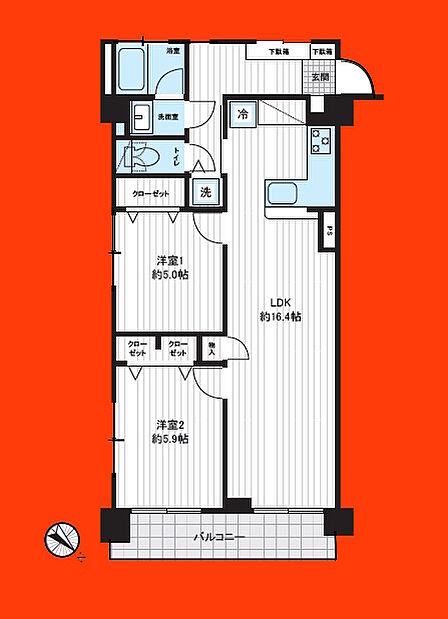 2LDK 間取り