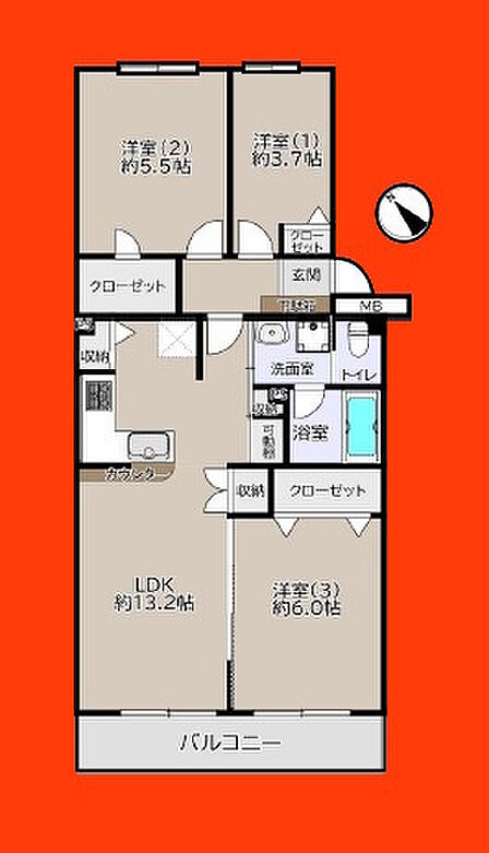 3LDK 間取り