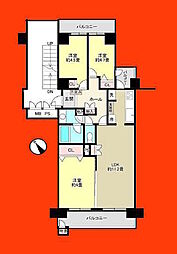 船橋ビレジ 3LDKの間取図画像