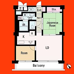 マープル津田沼スカイハイツA棟 2LDKの間取図画像