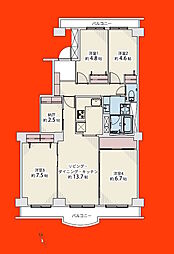 新松戸サンライトパストラル弐番街C 4SLDKの間取図画像