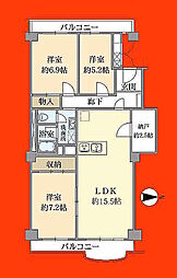 新松戸サンライトパストラル壱番街C棟 3SLDKの間取図画像