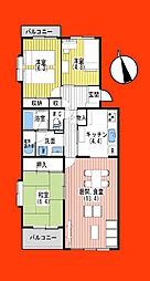 サニーハイツみもみ台B 3LDKの間取図画像