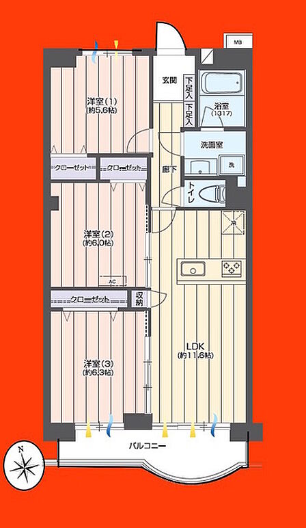 3LDK 間取り