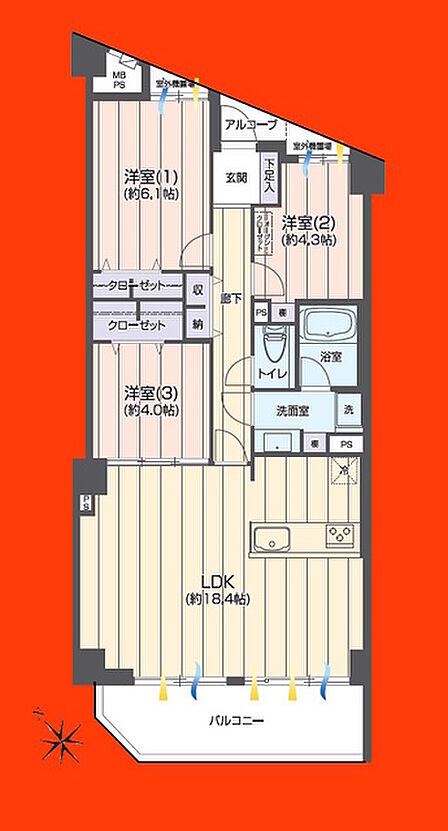 3LDK 間取り