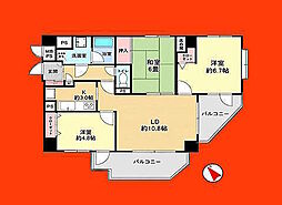 コスモ津田沼ティエラ 3LDKの間取図画像