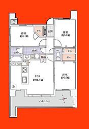 レクセルプラッツァ原木中山 3LDKの間取図画像