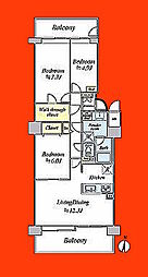 東急ドエルステージ21センターコート弐番館 3LDKの間取図画像