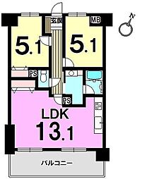ダイナコート吉塚 2LDKの間取図画像