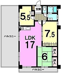 アンビエント松崎A 3LDKの間取図画像