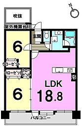 アプローズ那珂 2LDKの間取図画像