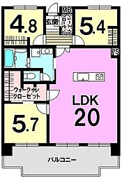 ホワイトパレス香住ヶ丘A棟 3SLDKの間取図画像