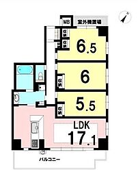 エスリード生駒 3LDKの間取図画像