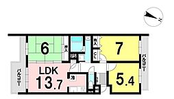 セントポリア生駒F 3LDKの間取図画像