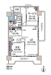 朝日プラザ偕楽園 1SLDKの間取図画像