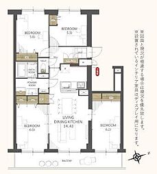 アカシヤコート北都 4LDKの間取図画像