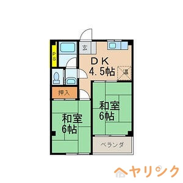 第一コーポ千代 ｜愛知県名古屋市西区八筋町(賃貸マンション2DK・2階・36.70㎡)の写真 その2