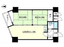 アルカディア草津 2LDKの間取図画像