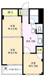 豊田第3コーポラス 3Kの間取図画像